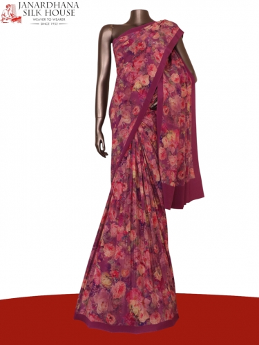 Floral Exclusive Pure Crepe Silk Saree